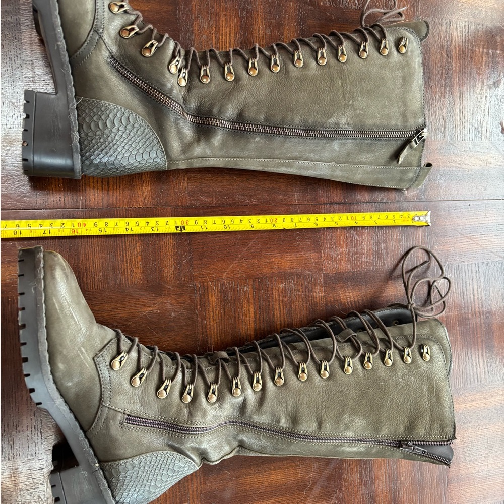 Vintage Foundry Co Henrietta Knee High Army-Green Granny Boots Size 7 - Picture 3 of 9